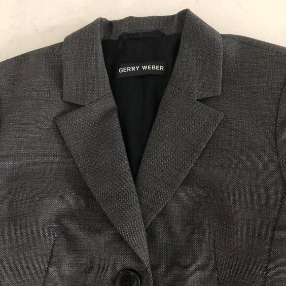 Gerry Weber Notch Collar 2 Button Poly Blend Blazer Jacket Charcoal + Black Sz 6 - Picture 5 of 13